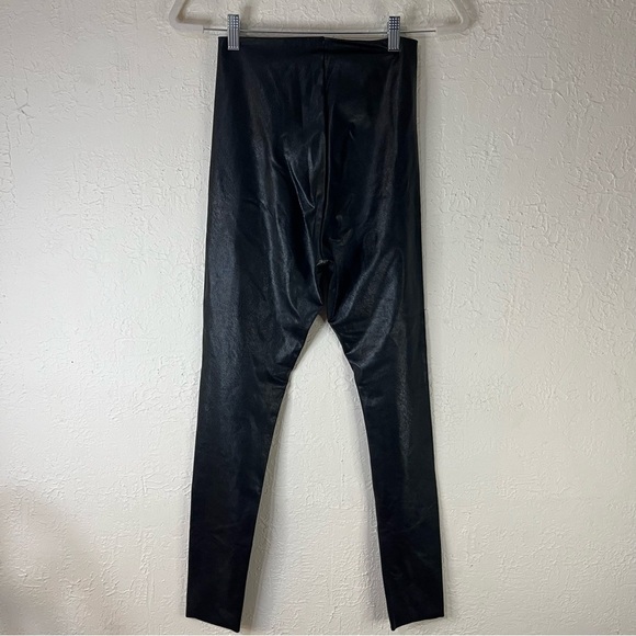 Commando High Waisted Faux Leather Leggings in Black - Picture 9 of 11